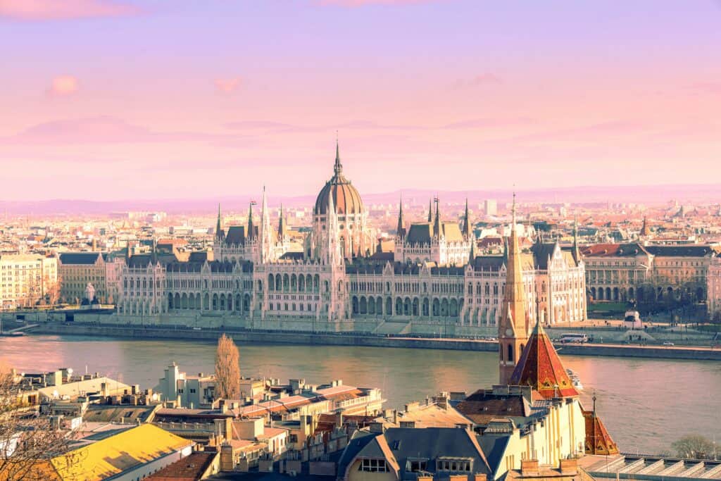 Hungarian Parliament Building on the Danube in Budapest
